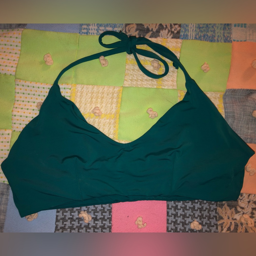 STRANGE Bikini Halter Top Size L Dark Turquoise